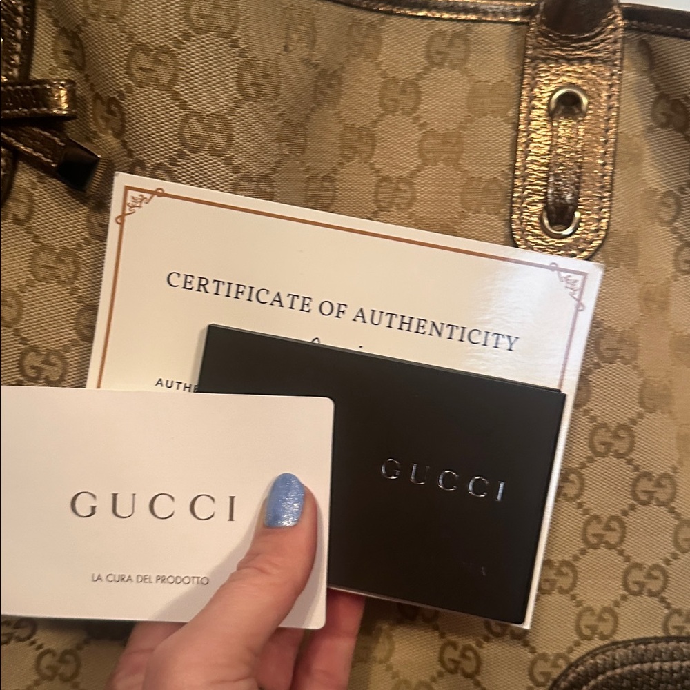 EXCELLENT Condition Gold and brown canvas Gucci Princy Tote - Picture 14 of 16